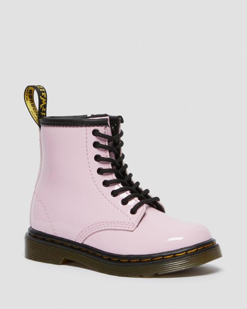 Pink Kids\' Dr Martens Toddler 1460 Patent Leather Lace Up Boots | CA 701FDN